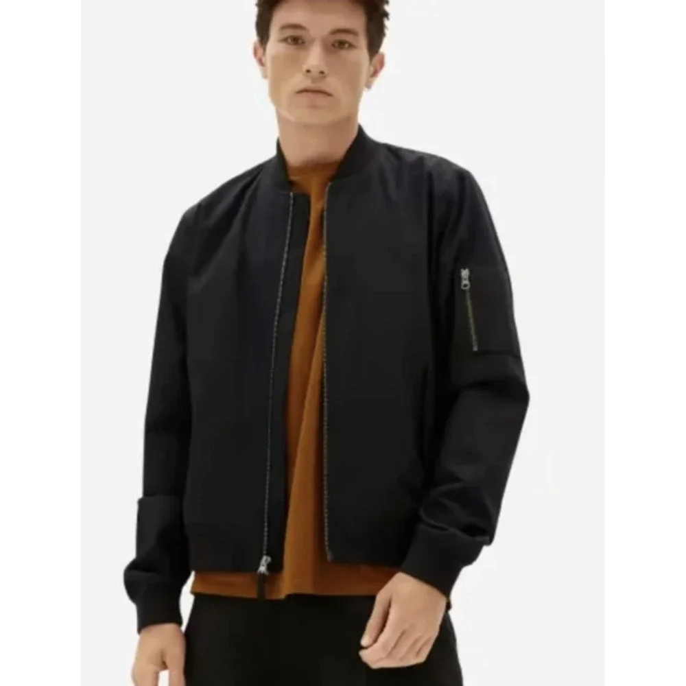 Everlane Mens The Bomber Jacket Medium Black Cotton NWOT